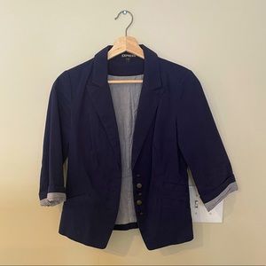 Express blue, 3/4 sleeve cotton blazer